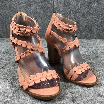 Sandalias Lucky Brand para mujer talla 7 M cuero rosa LP-Lameer tacón bloque boho Foto 1 de 4