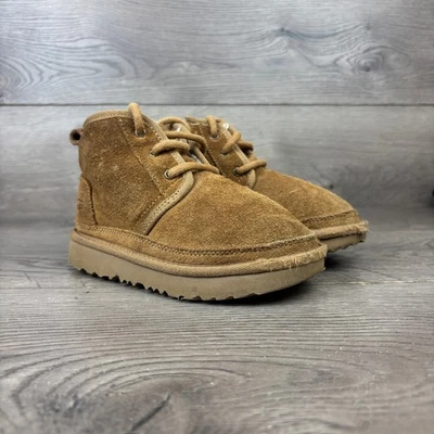 UGG Neumel Suede Sheepskin Lined Winter Boots Kid's 10 Chestnut Brown Lace Up - Image 1 of 4