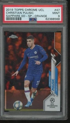 2019-20 Topps UEFA Chrome Sapphire CHRISTIAN PULISIC #47 Orange SP /50 PSA 9 JS2 - Image 1 of 2