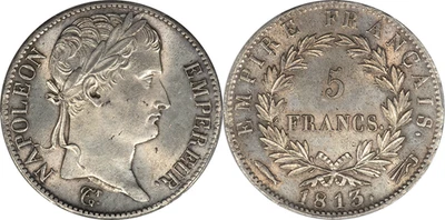 France 1813-(Flag) Napoleon I Silver 5 Francs PCGS MS-62 VERY RARE w/Provenance! - Image 1 of 4