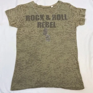 Vintage Y2K Abbey Dawn Avril Lavigne Rock & Roll Burnout T Shirt Size Large - Picture 1 of 11