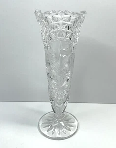 Hofbauer Byrds Germany Lead Crystal Clear Glass Pedestal Vase Etched Bird - Picture 1 of 6