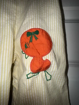 Yellow and White striped Overalls One Piece Outfit - Image 1 of 4