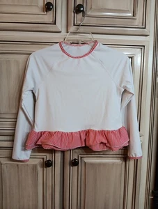 Prodoh Girl's Red White Ruffled Swim Shirt - Size M 10 - Picture 1 of 7