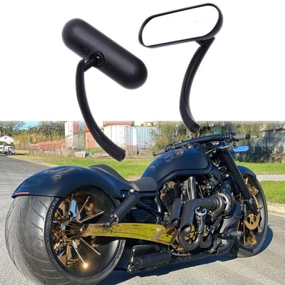 Mini espejo retrovisor ovalado negro para motocicleta para Harley Davidson V ROD VROD VRSCF Foto 1 de 4