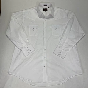 Plains Western Wear Rodeo Cowboy Pearl Snap Shirt Herren XL Tall Weiß Langarm - Bild 1 von 9