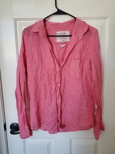 Frank & Eileen Barry Button Up Long Sleeve Shirt Size Large 100% Linen READ - Picture 1 of 7