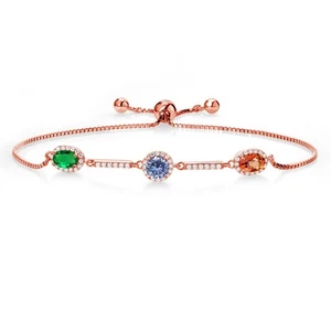 18K Rose Gold Plated Silver Bracelet Nano Emerald Persian Blue Moissanite (1.45 - Picture 1 of 4