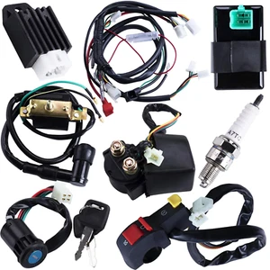 Full Wiring Harness Loom Coil Regulator CDI Solenoid Relay Spark Plug for 4 Stro - Picture 1 of 12