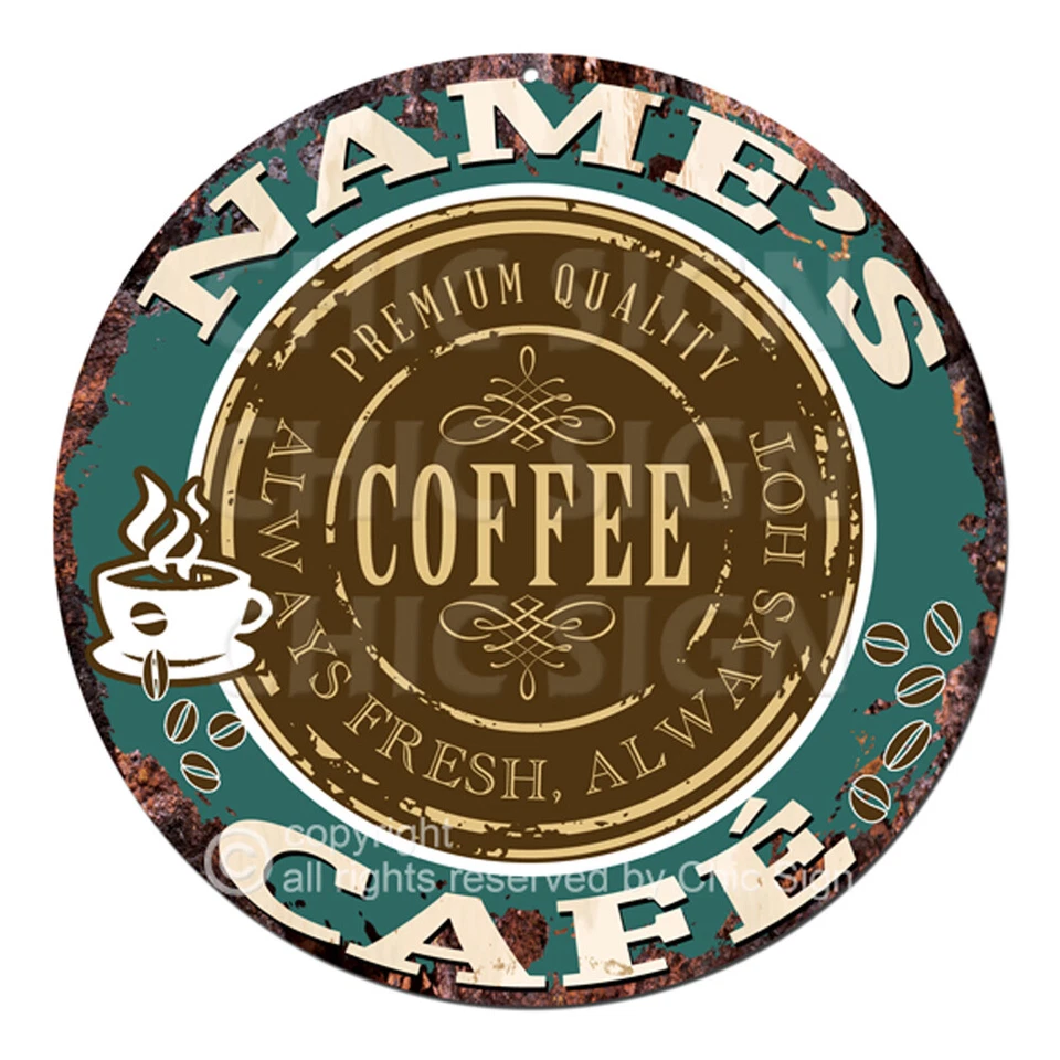CP-0143 ANY NAME'S COFFEE CAFE Custom Personalized Tin Sign Decor Gift ideas - Image 1 of 1