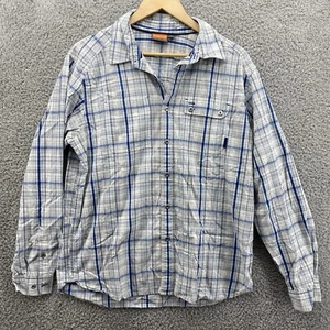 Merrell Mens Large Blue Button Up Plaid Multicolor Flannel Long Sleeve Shirt - Picture 1 of 8