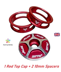 Rot 2 x 10mm Steuersatz Spacer 11/8" + Vorbau Top Cap passend für Rennrad und MTB - Bild 1 von 10