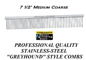 Master Grooming Tools Mascotas ACERO INOXIDABLE 7.5" MEDIANO/GRUESO Estilo Galgo COMB - Imagen 1 de 2
