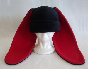 Long ear BUNNY rabbit HAT beanie BLACK & RED anime cosplay Easter HALLOWEEN - Picture 1 of 3