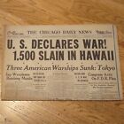 ORIGINAL CHICAGO DAILY NEWS JAPANESE ATTACK PEARL HARBOR ALL OF SECTION 1...