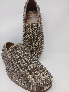 39.5 Mens Snakeskin Christian Louboutin Loafers Stud - Picture 1 of 21