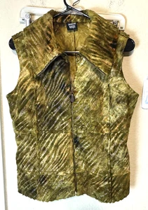Sharon Young womens size S faux fur vest full zip gold tan Vintage 90s - Picture 1 of 7
