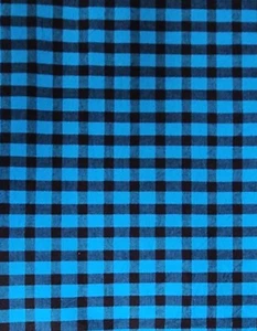 Poly Cotton Blue And Black Checkered Plaid Fabric tela algadon 50" W Sold BTY - Picture 1 of 8