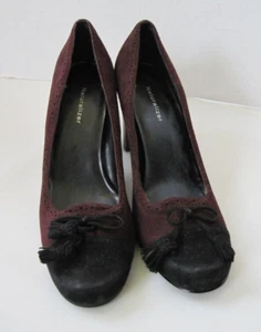 Naturalizer Retro Wildleder High Heel Schuhe 9,5 burgunderfarben & schwarze Quasten Neu - Bild 1 von 24
