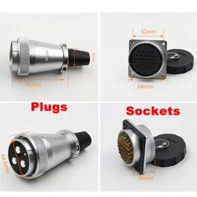 Sockets Waterproof Cable Connectors 4~61 PinsWS55 Aviation Plugs Square Female - Image 1 of 4