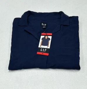 GAP Women's V-Neck Short Sleeve Blouse, Blue, Size M - Picture 1 of 3