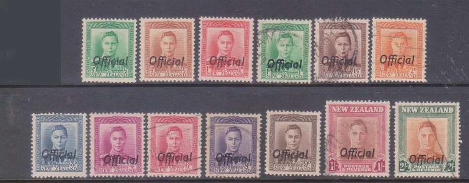 (F262-27) 1938 NZ set of 13stamps KGVI officials 1/2d to 2/- (AB) (v) — 第 1/1 张图片