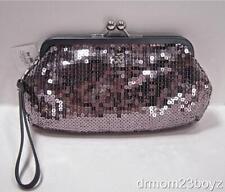 New NWT Coach Gray Silver Dressy Occasion Sequined Wristlet Clutch Purse 46727
