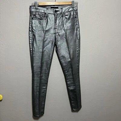 7 Seven For All Mankind Womens Sz 26 Metallic Pants Stretch Skinny Straight - Image 1 of 4