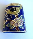 Thimble Cloisonn And Enamel W/ Gold Bird On Branch & Flowers #1
