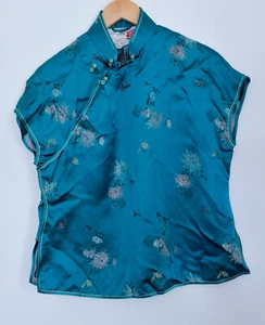 Fabuleux haut chinois en soie brodée par PEONY de Shanghai. Taille 16 - Photo 1 sur 3