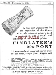 1920 Reklame für "FINDLATER'S PORT" Wein kleiner original antiker Druck Ad 743/119 - Bild 1 von 1