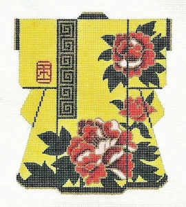 Needlepoint Handpainted Lee Yellow Kimono 5x6 - Picture 1 of 1