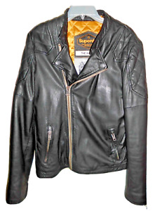 Superdry "The INDY JKT" Endurance Comp Leather Biker Jacket Large Retro Indie