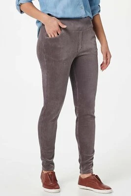 Denim & Co. Smooth Waist Knit Cord Leggings Deep Grey - Image 1 of 2