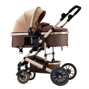 Khaki Baby Stroller Travel Pram & Bassinet Newborn Carriage Foldable Pushchair - Picture 1 of 10