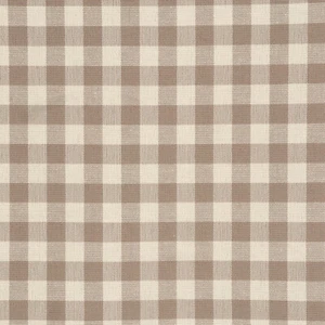 Gingham Check Beige Fabric Curtain Crafts Cushions Upholstery per metre - Picture 1 of 4