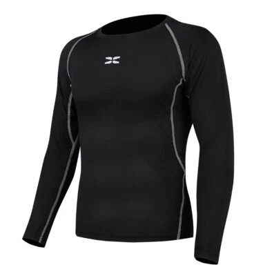 MMA/BJJ Rash Guard Under Base layer Armour Quick Dry Compression Top Black/Grey - Image 1 of 4