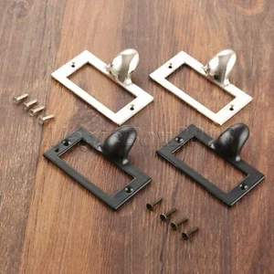2pcs Zinc Alloy Cabinet File Drawer Tag Label Pull Frame Name Card Holder Retro - Picture 1 of 14