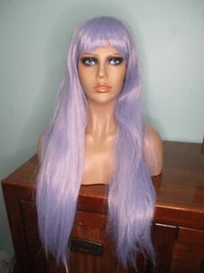 32" Lavendel Lila Lange Gerade Cosplay Perücke mit Pony - Bild 1 von 9