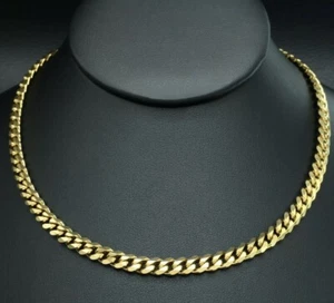 18 Karat vergoldet Kubanische Glieder Panzerkette Halskette Schmuck 6 mm Breite - UK VERKÄUFER  - Bild 1 von 8