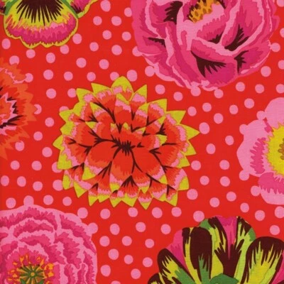 KAFFE FASSETT BIG BLOOMS RED GP91  20” X WOF  original issue - Image 1 of 2