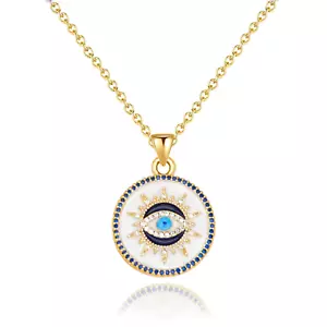 Evil Eye Gold Protection Necklace, Handmade Evil Eye Jewelry for Women, Ojo Turc - Picture 1 of 12