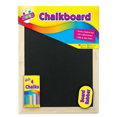 Artbox Kids Chalk Board Set 23x30cm Creative Fun Safe Non-Toxic 4 Chalks Rubber - Image 1 of 3