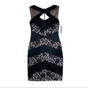 Vestido Jax negro de encaje sin mangas con recorte talla 2 nuevo con etiquetas - Imagen 1 de 8