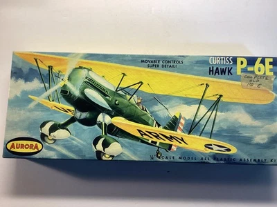 Aurora New Famous Fighters 1/48 Scale Curtiss Hawk P-6E Bi-Plane Kit 116-98 K - Image 1 of 4
