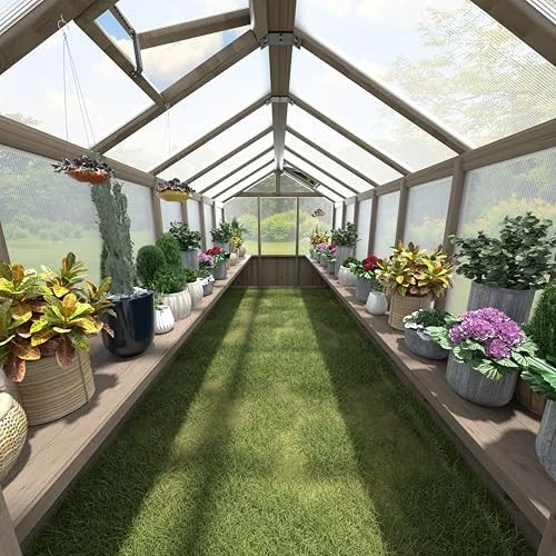 Shelf Suitable for 8x14FT Wood Greenhouse, 161" Wooden Storage Kit Fit Multiple - Image 1 of 4