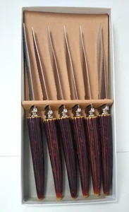 Vintage Regent Sheffield 6 Piece Steak Knife Set ~Stainless Blades Forever Sharp - Picture 1 of 4