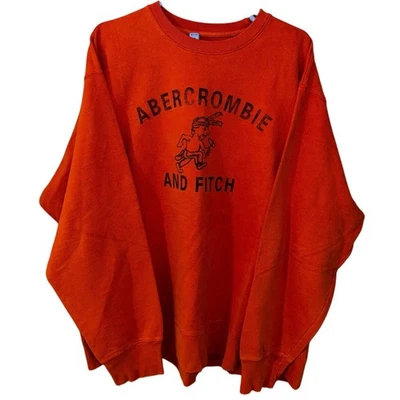 Vintage Y2K Abercrombie & Fitch men’s orange crewneck sweatshirt Indian (XL) - Image 1 of 4