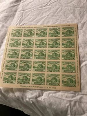 U.S.-(-1933-)-Sc.#730-CHICAGO CENTURY OF PROGRESS,SOUVENIR SHEET -MH#11 - Image 1 of 4