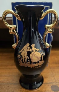 Limoges Castel Vase aus kobaltblauem und 22 Karat Gold vergoldetem Porzellan - Bild 1 von 5